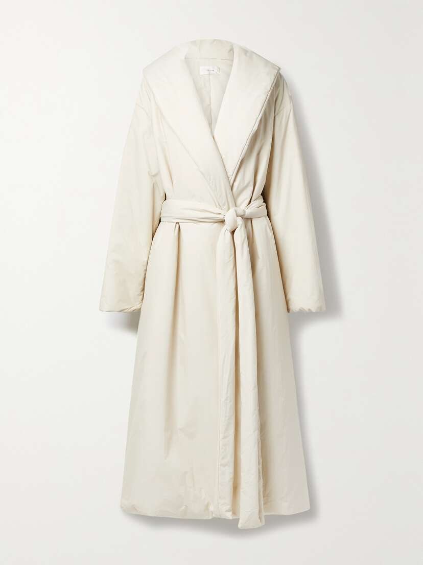 The Row Francine Padded Oversized Belted Shell Coat