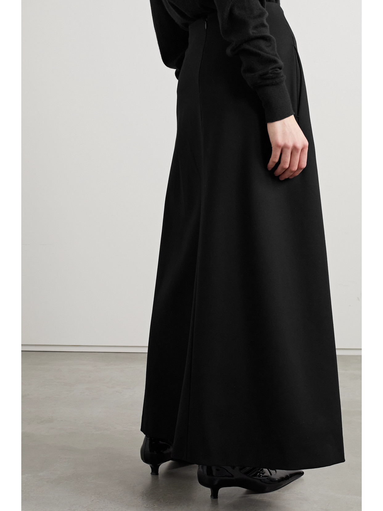 The Row Flores Asymmetric Scuba Maxi Skirt In Black