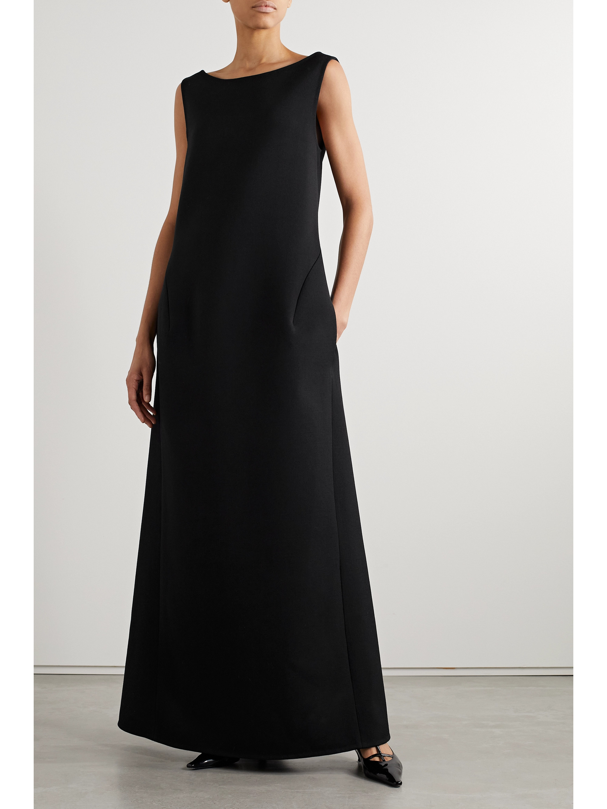 The Row Rhea draped wool-blend crepe gown
