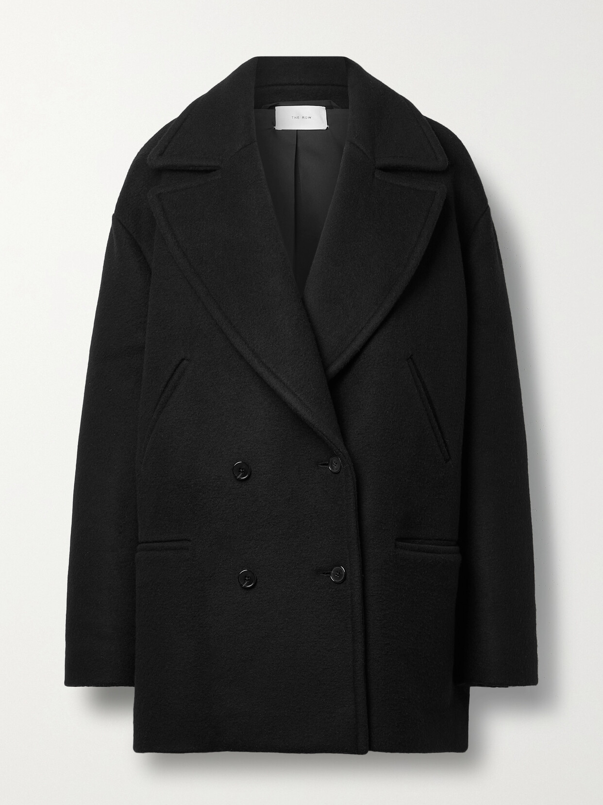 Shop The Row Atis Oversized Double-breasted Wool And Cashmere-blend Felt Coat In Black