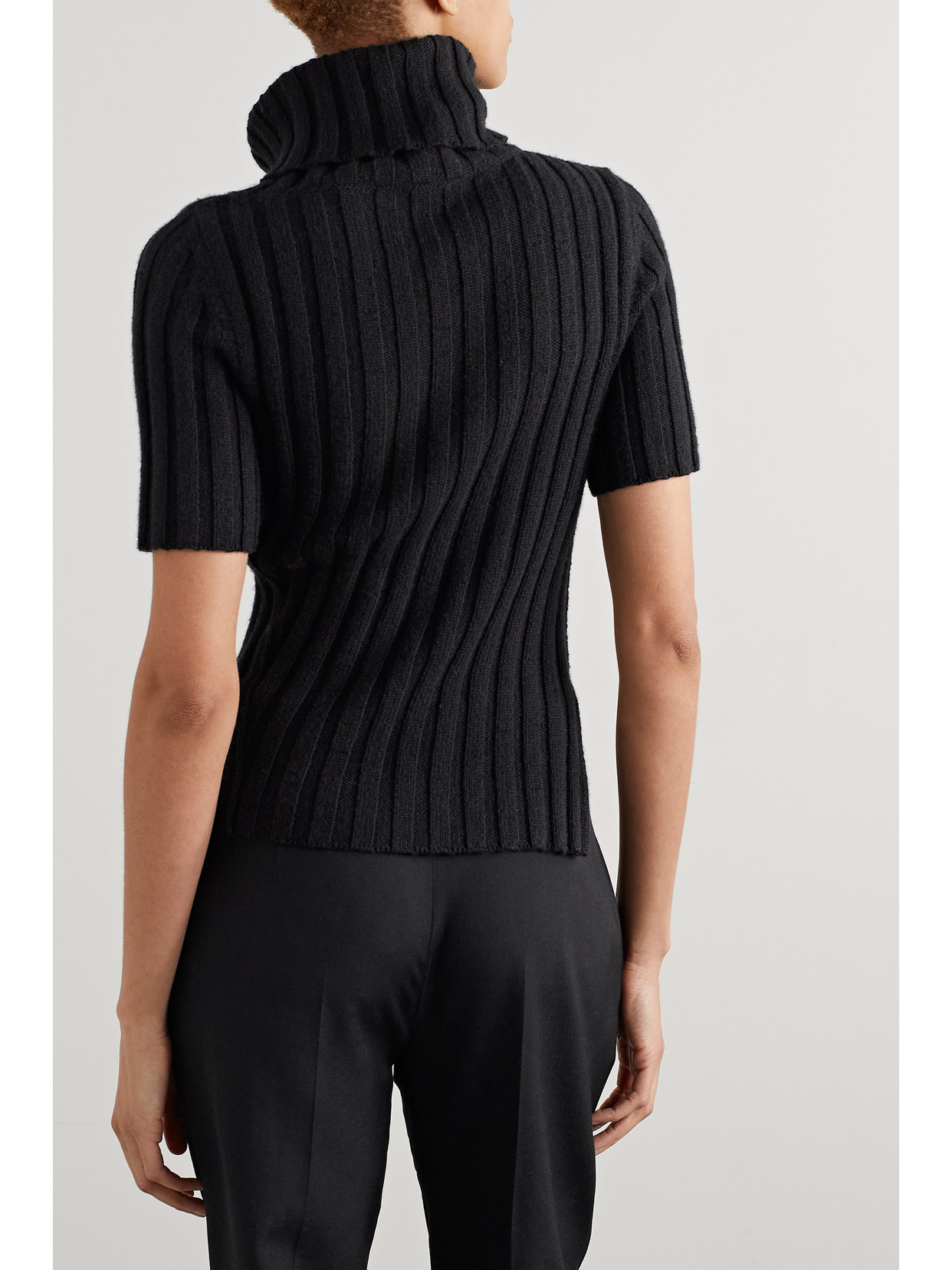 The Row Depinal Ribbed Cashmere And Mohair-blend Turtleneck Sweater In Black