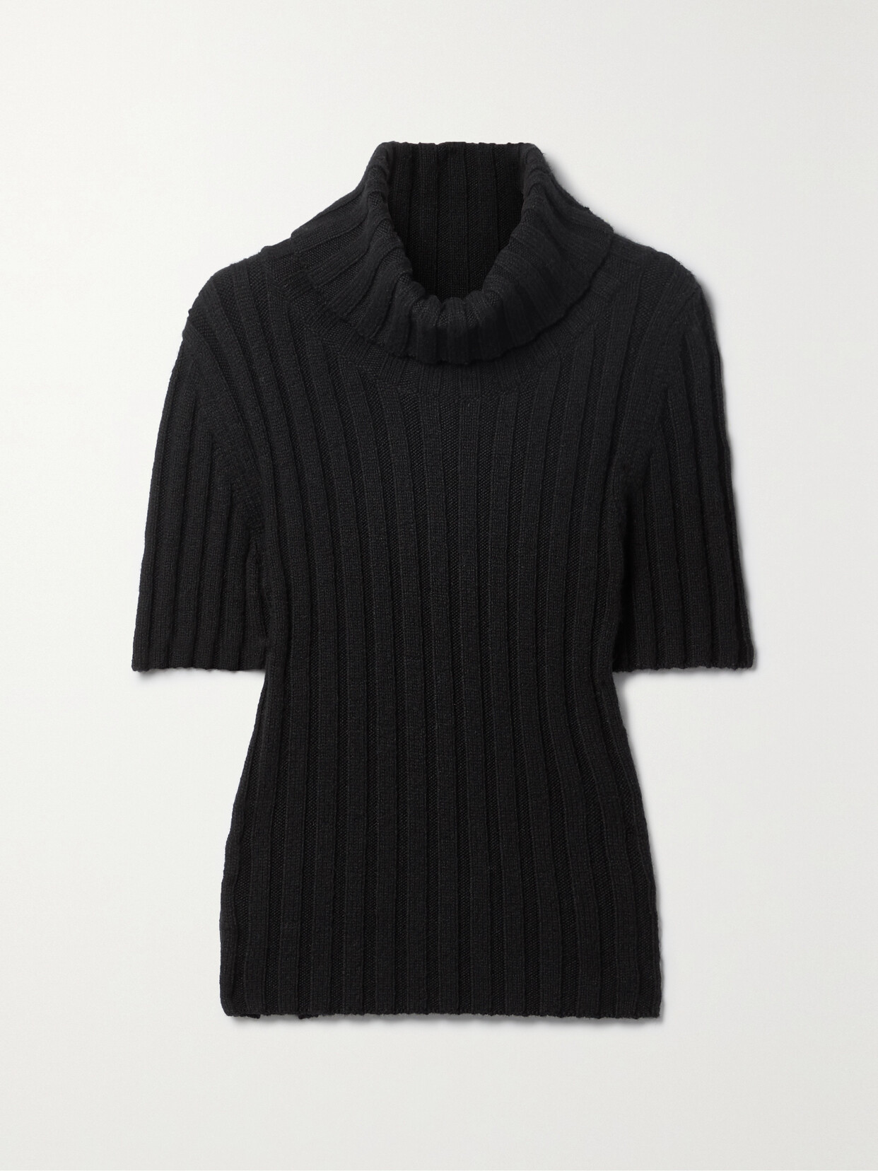 The Row Depinal Ribbed Cashmere And Mohair-blend Turtleneck Jumper In Black