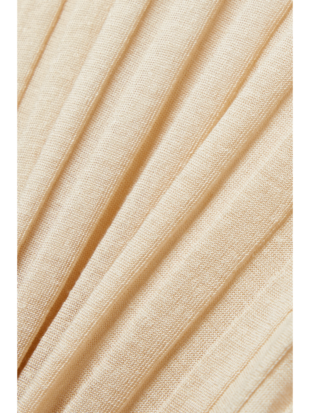 Shop The Row Daxy Ribbed Linen And Silk-blend Turtleneck Top In Cream