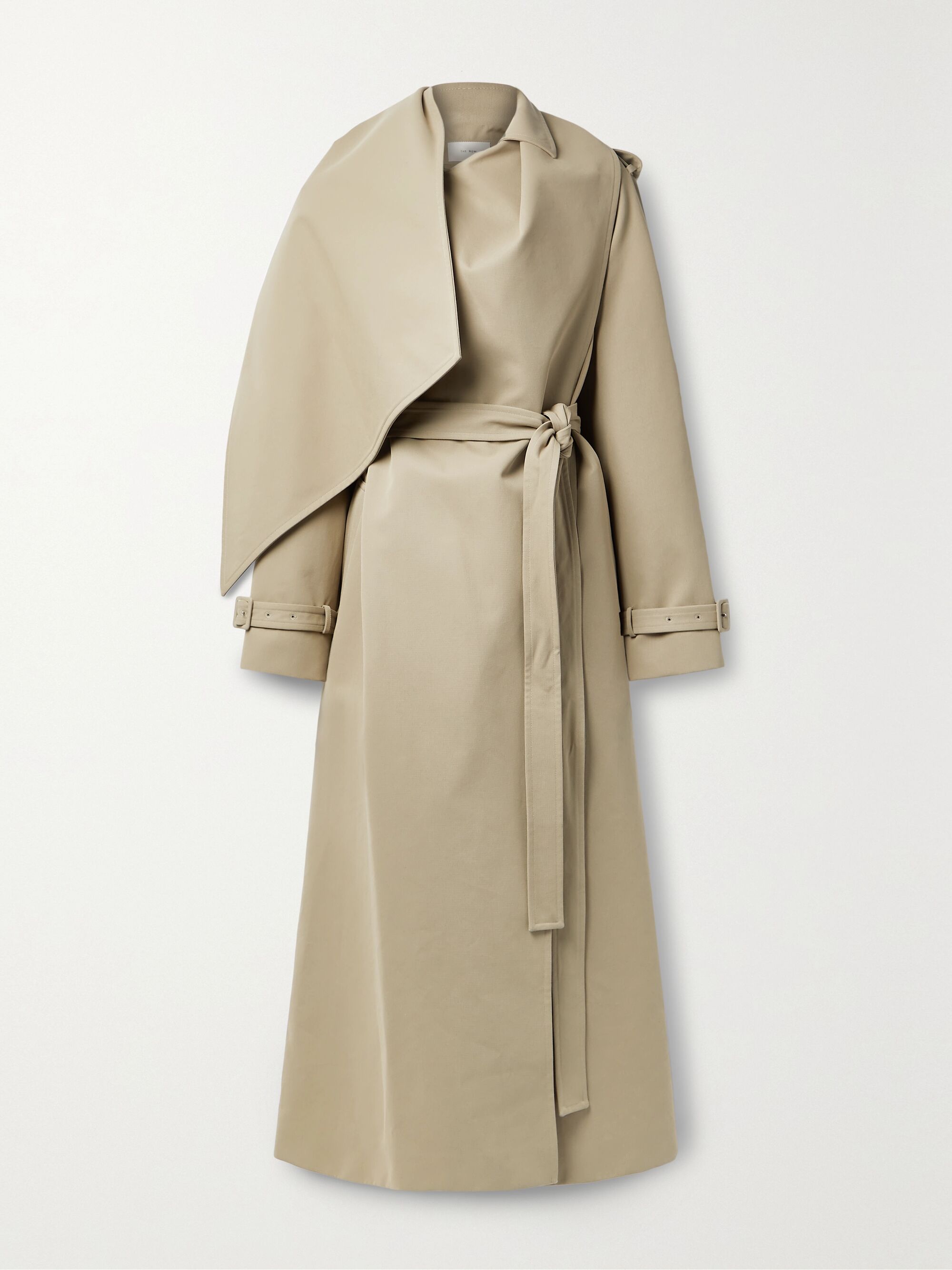 THE ROW Hellen belted draped cotton-blend gabardine trench coat