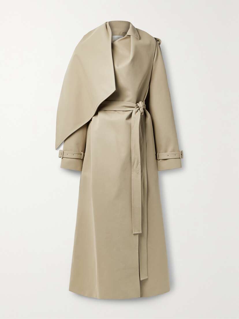 The Row Hellen Belted Draped Cotton-blend Gabardine Trench Coat
