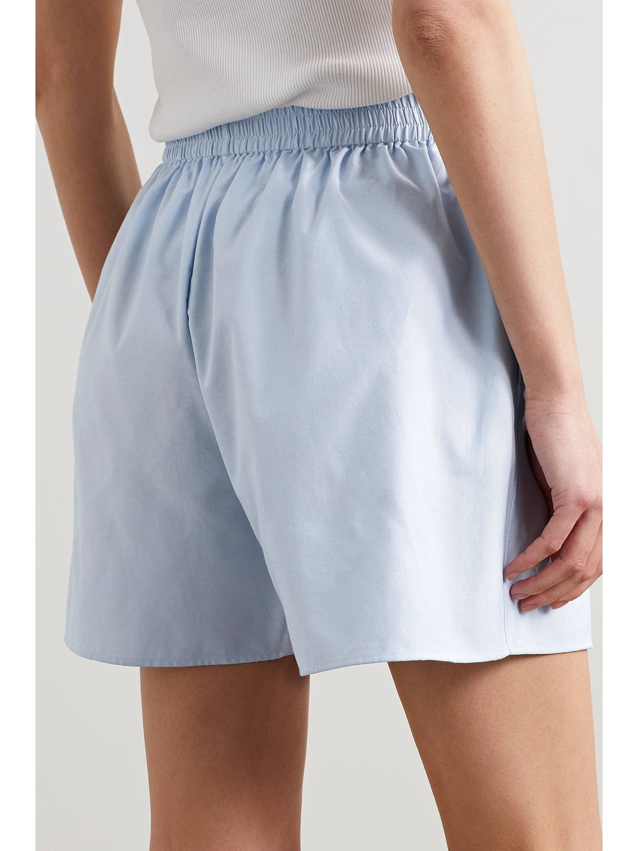 The Row Gunther Cotton Shorts In Blue