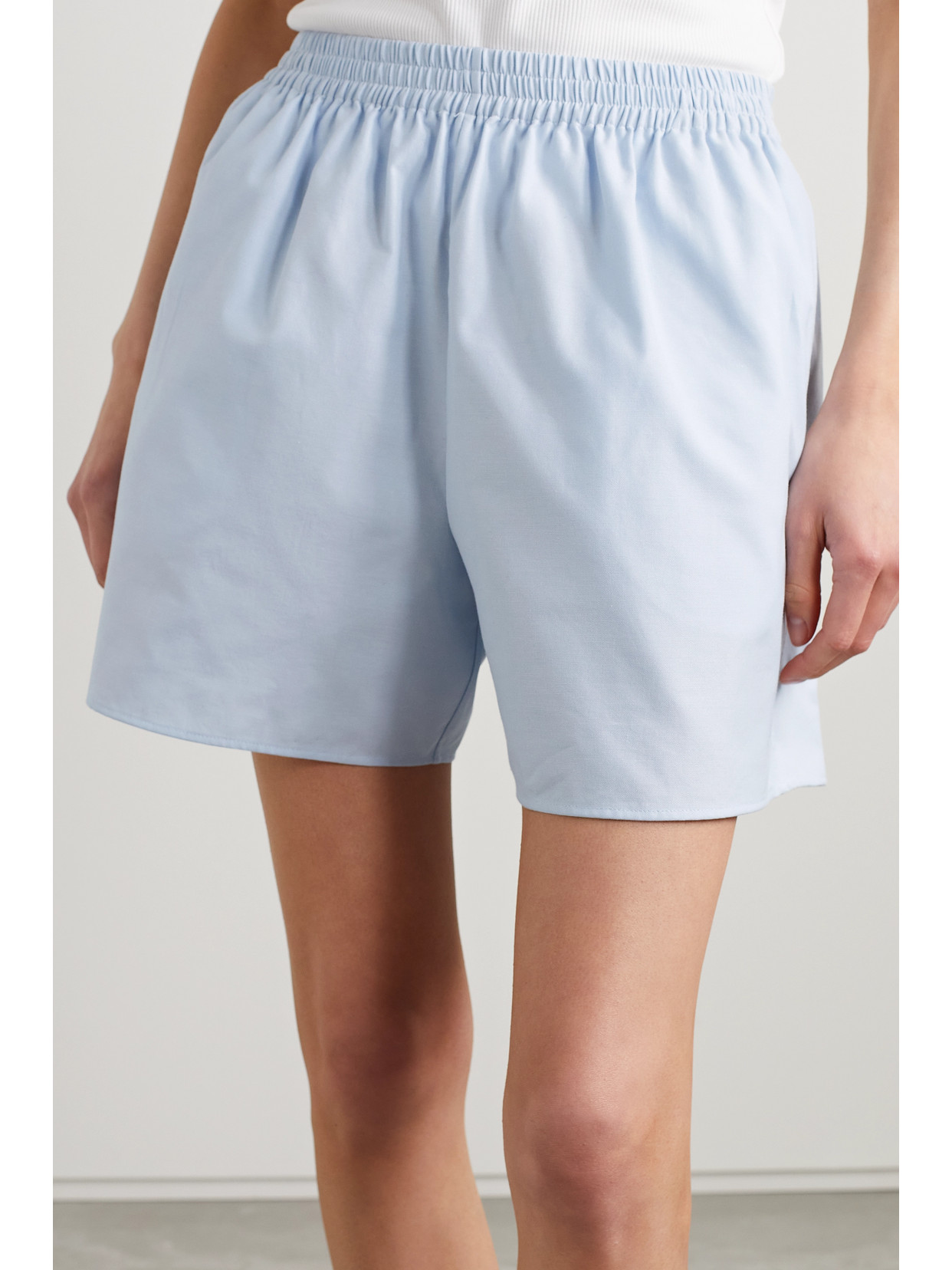 Shop The Row Gunther Cotton Shorts In Blue