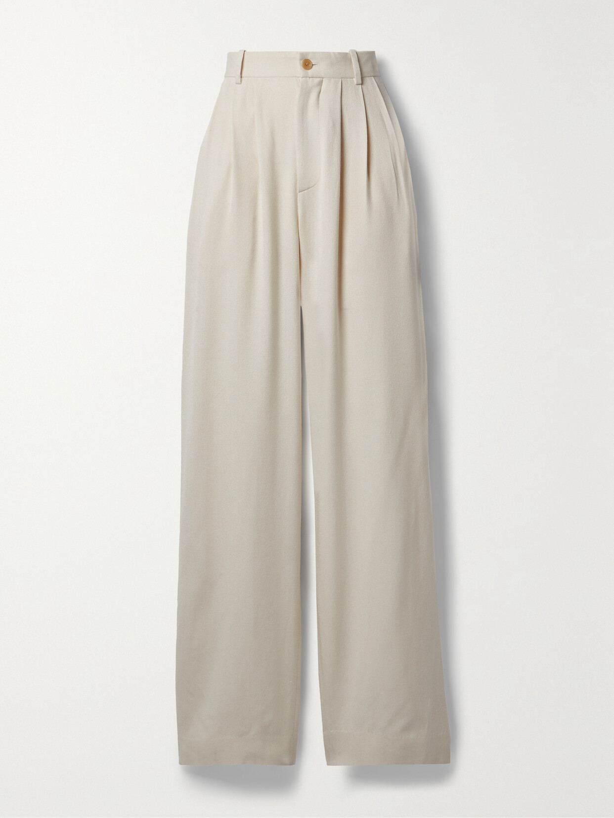 The Row Rufos Pleated Cotton Wide-leg Trousers In Cream