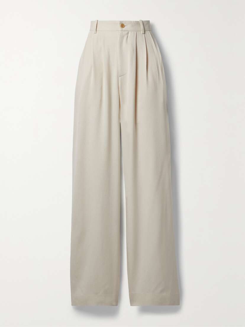 The Row Rufos Pleated Cotton Wide-leg Pants