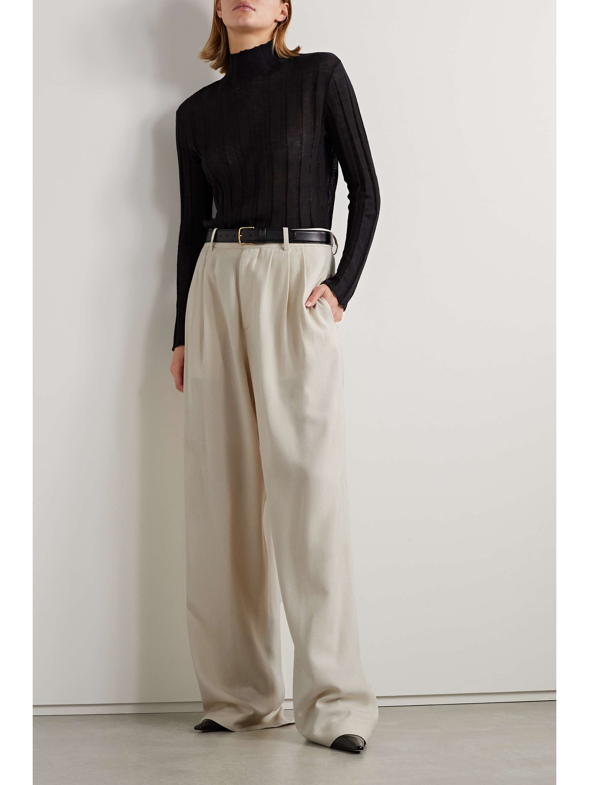 Rufos pleated cotton wide-leg pants