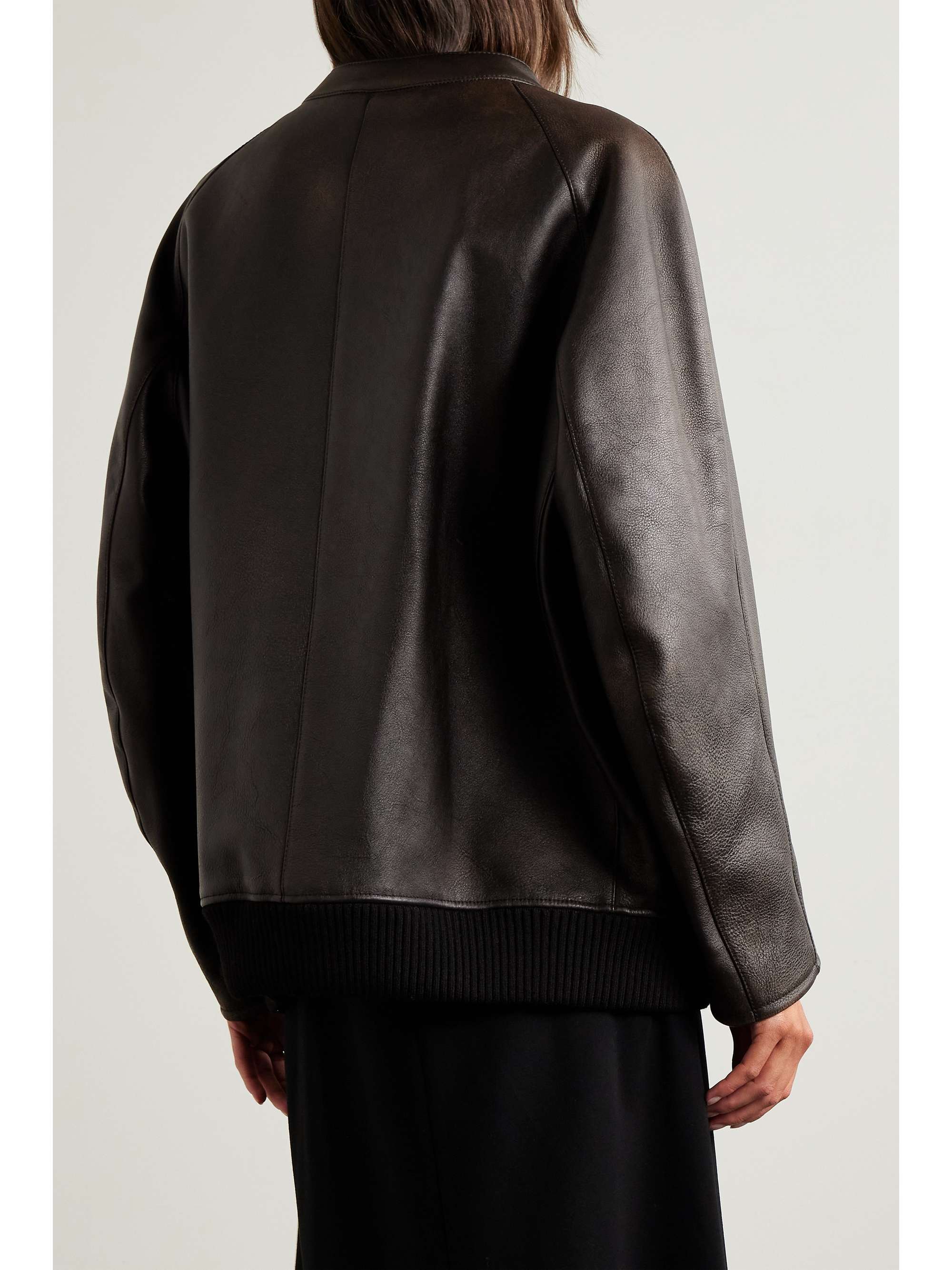 THE ROW Kengia distressed leather bomber jacket | NET-A-PORTER