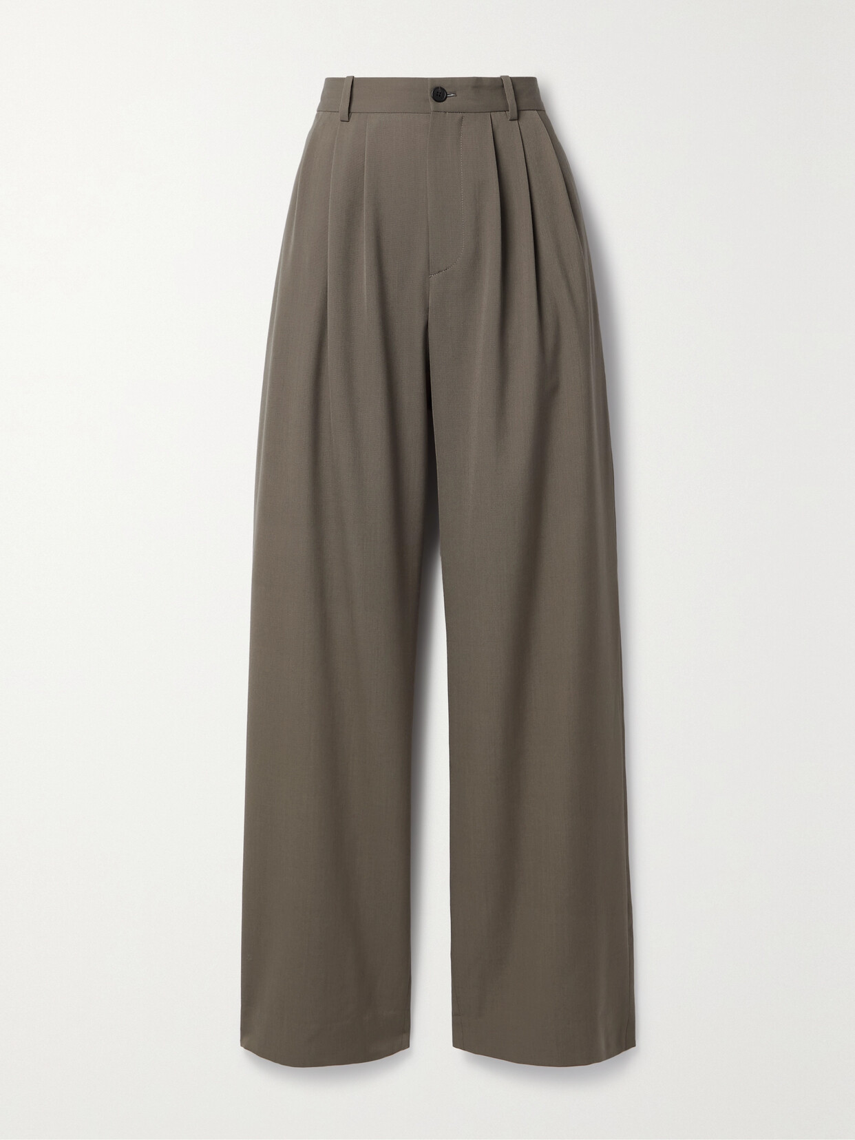 Shop The Row Rufos Pleated Twill Wide-leg Pants In Brown