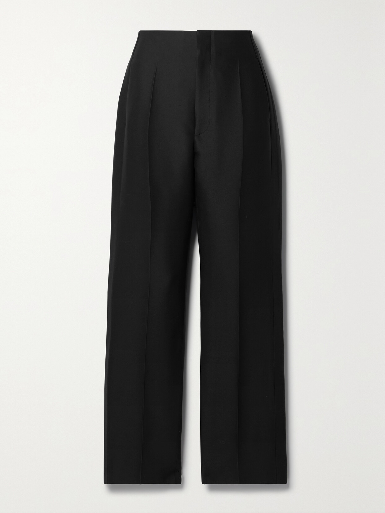 The Row Hector Wool And Silk-blend Straight-leg Pants In Black