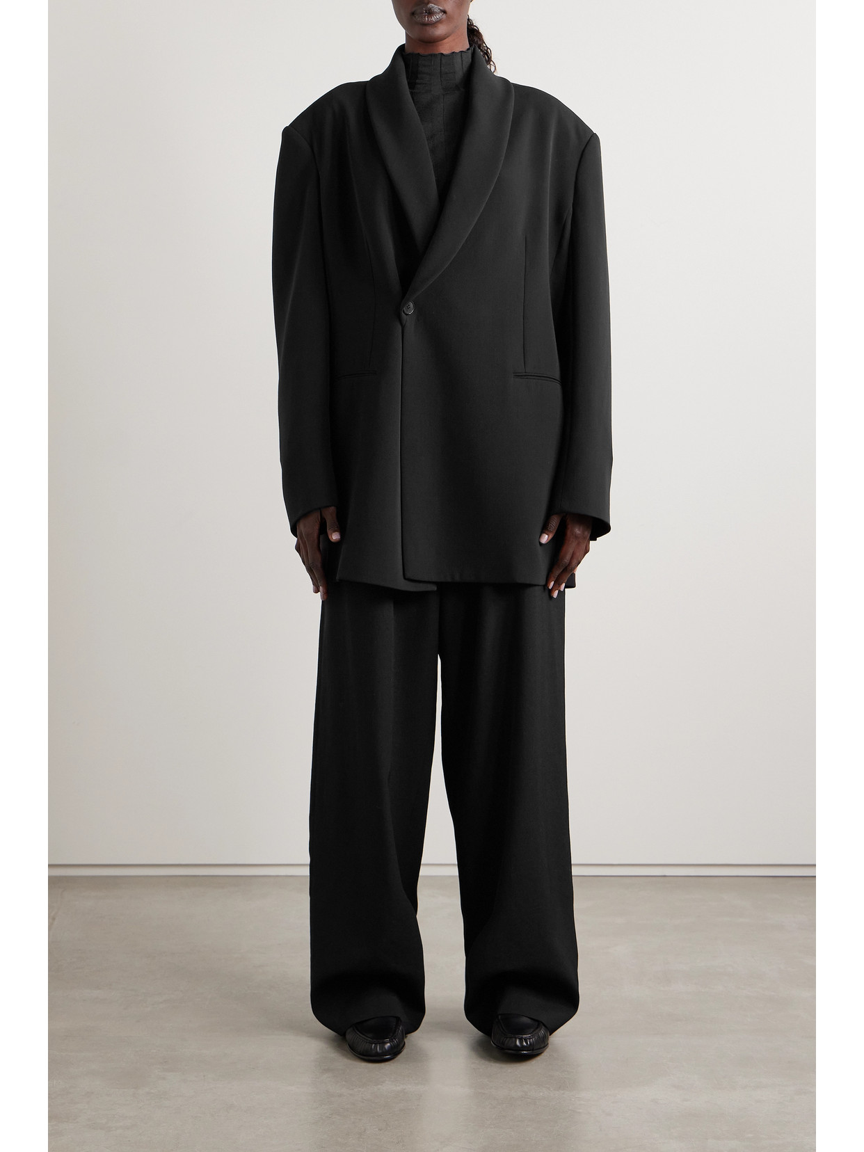 The Row Diomede Wool-blend Twill Blazer In Black