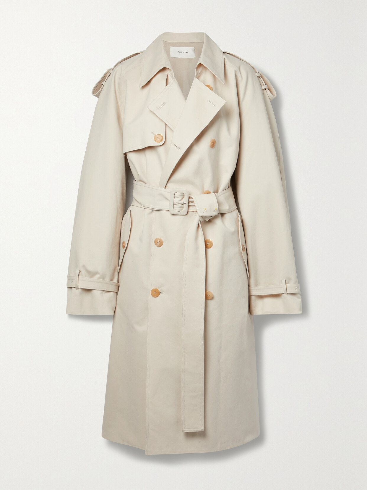 Shop The Row June Double-breasted Belted Cotton And Wool-blend Trench Coat In Ecru