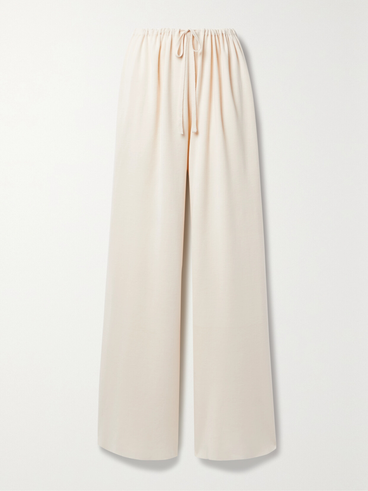 The Row Delphine Silk And Cotton-blend Jersey Wide-leg Pants - Ivory
