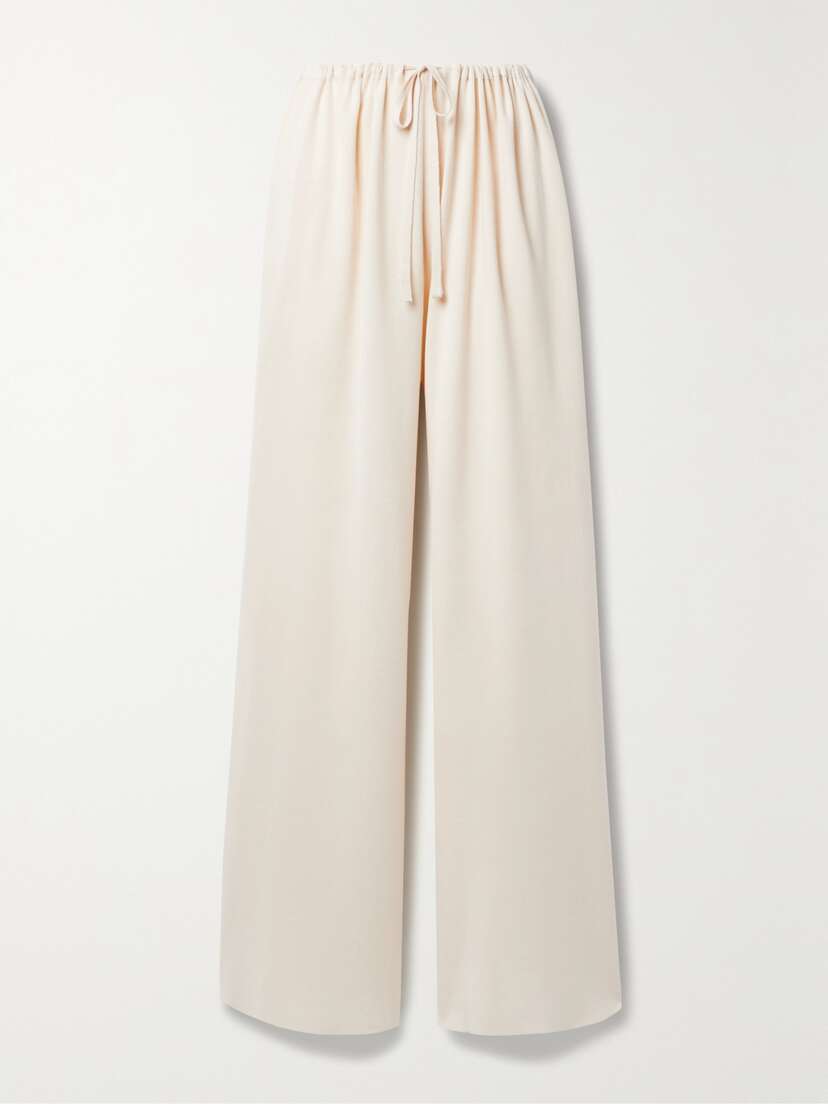 The Row Delphine Silk And Cotton-blend Jersey Wide-leg Pants - x large