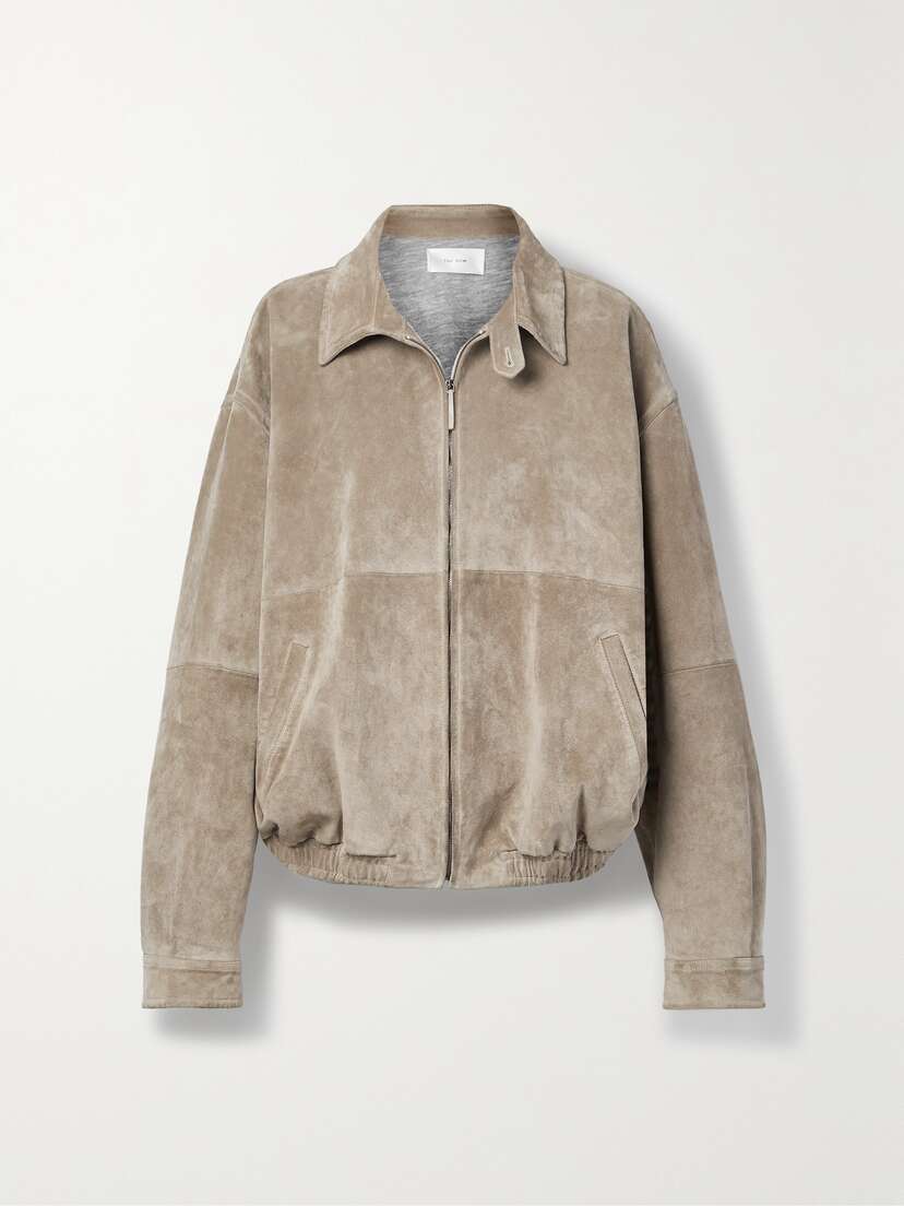 The Row Roanna Oversized Suede Bomber Jacket - x large