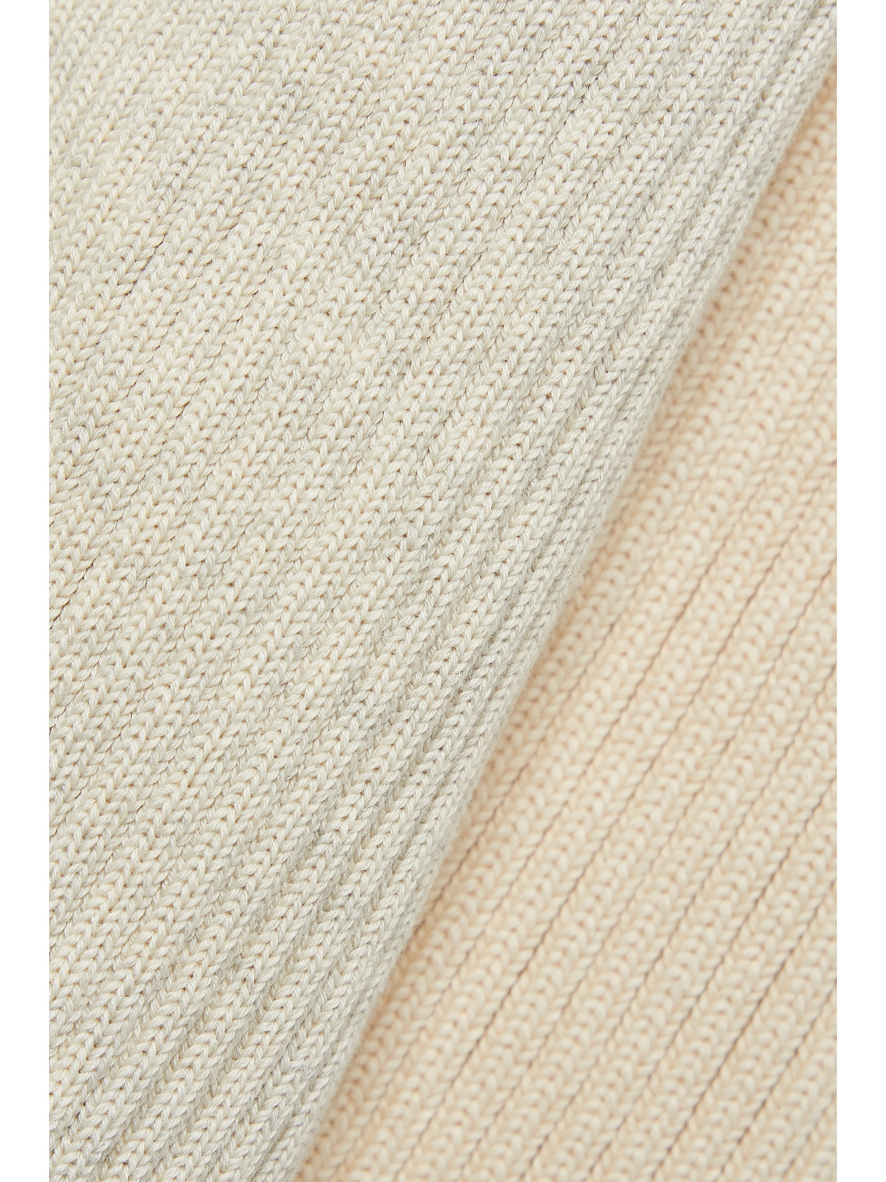 The Row Dua Two-tone Ribbed Cotton And Cashmere-blend Sweater In Neutrals