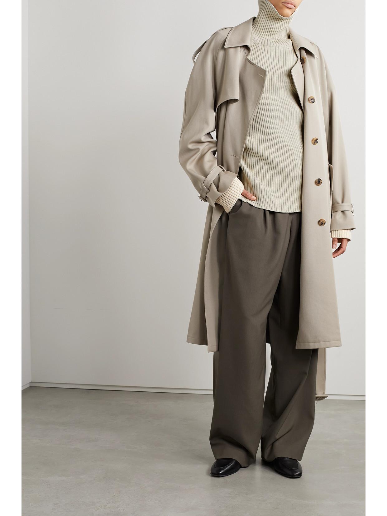 The Row Dua Two-tone Ribbed Cotton And Cashmere-blend Sweater In Neutrals