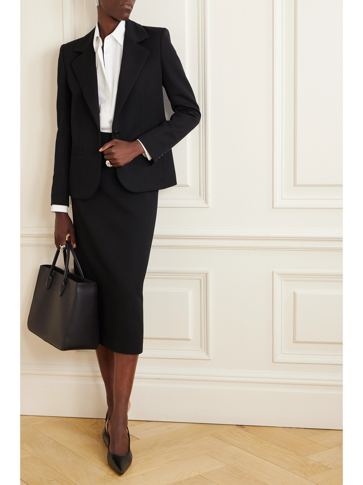The Row Grain De Poudre Wool Blazer In Black