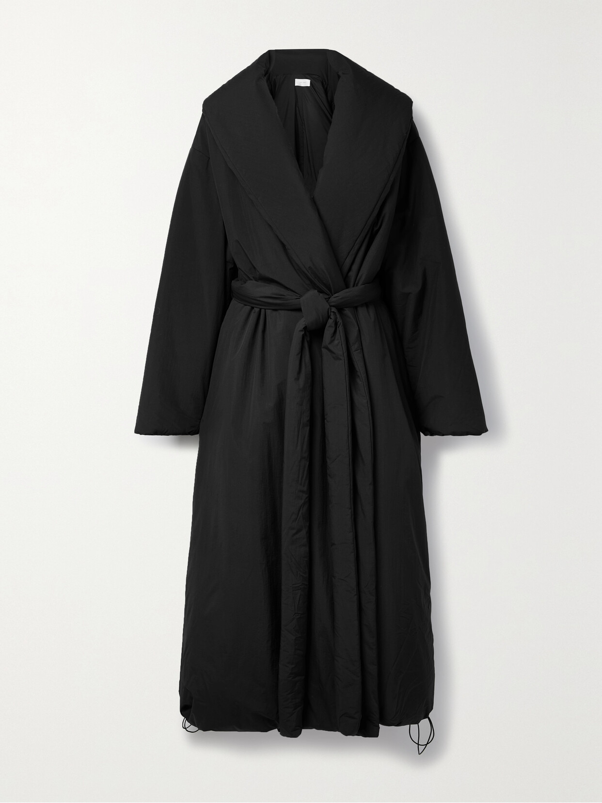 Shop The Row Francine Padded Oversized Belted Shell Coat In Black