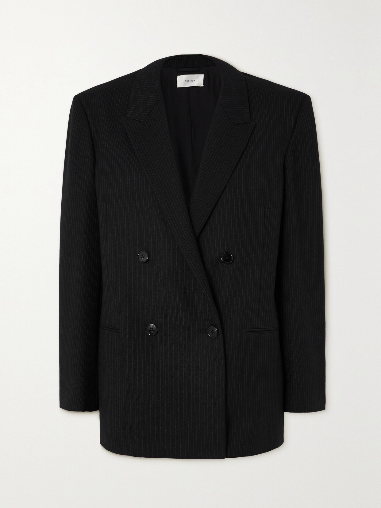 The Row - Wilsonia Double-breasted Pinstriped Wool Blazer - Black