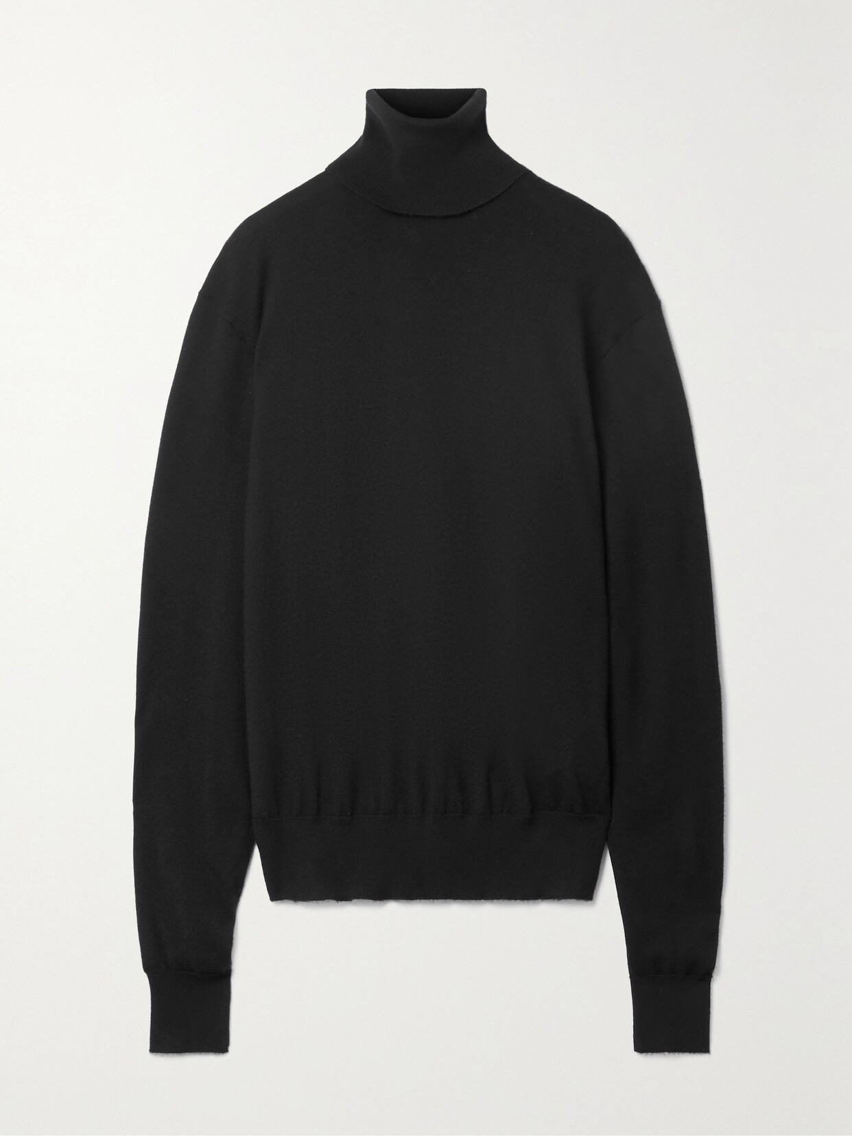 The Row Davos Wool And Cashmere-blend Turtleneck Sweater In Black