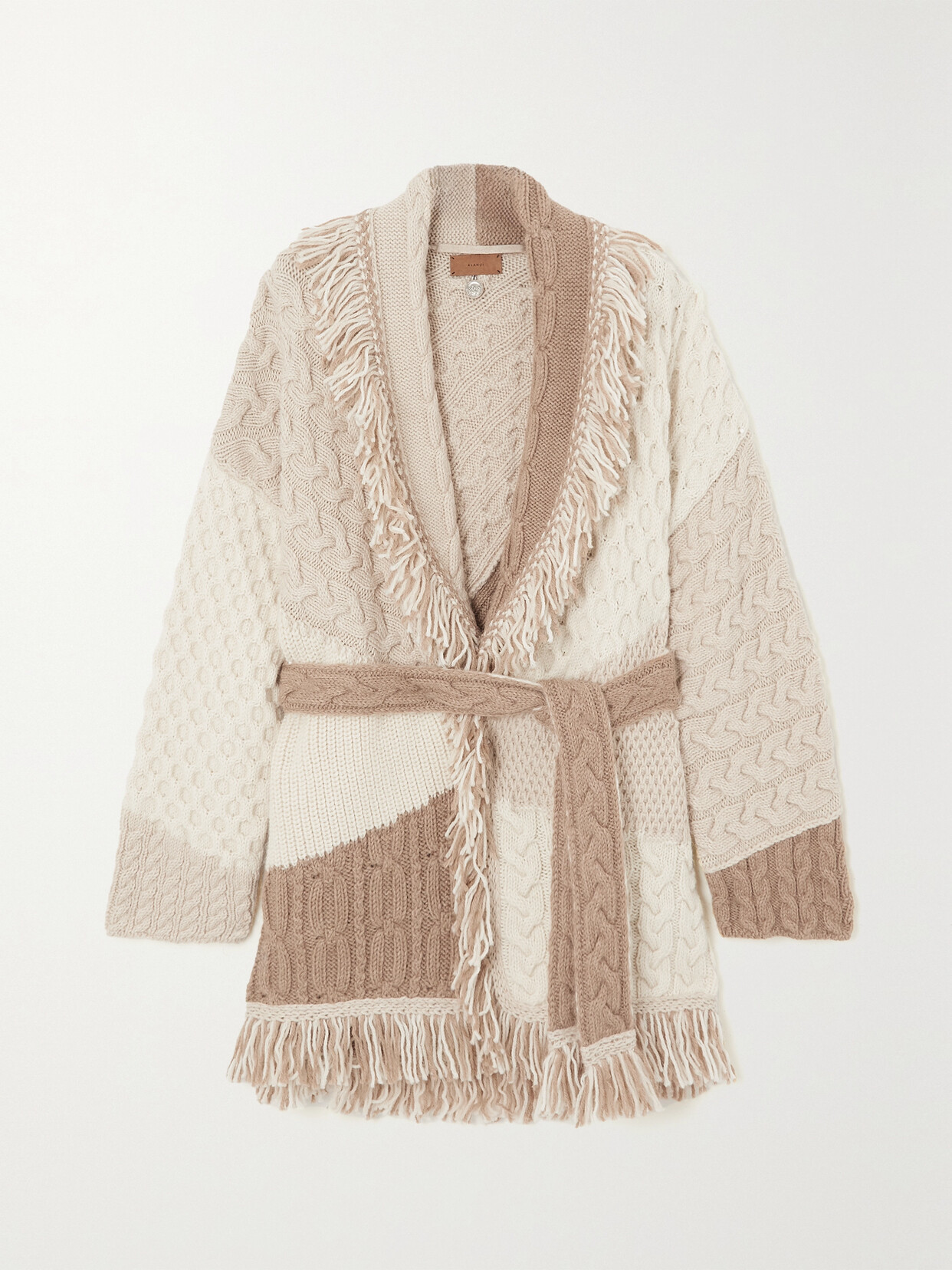 Alanui - The Talking Glacier Fringed Patchwork Wool And Alpaca-blend Cardigan - Off-white