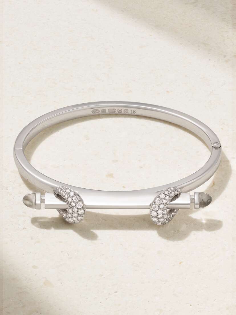 Ananya Chakra Icon 18-karat White Gold, Diamond And Quartz Bangle