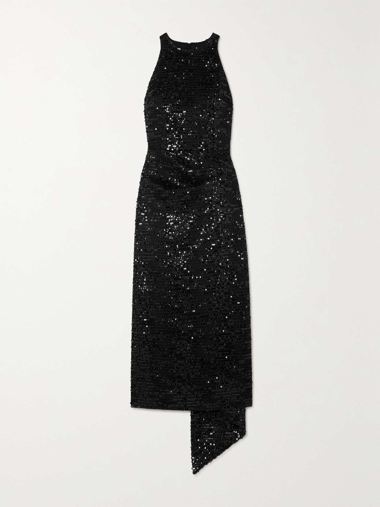 Emilia Wickstead - Cheska Asymmetric Sequined Mesh Midi Dress - Black