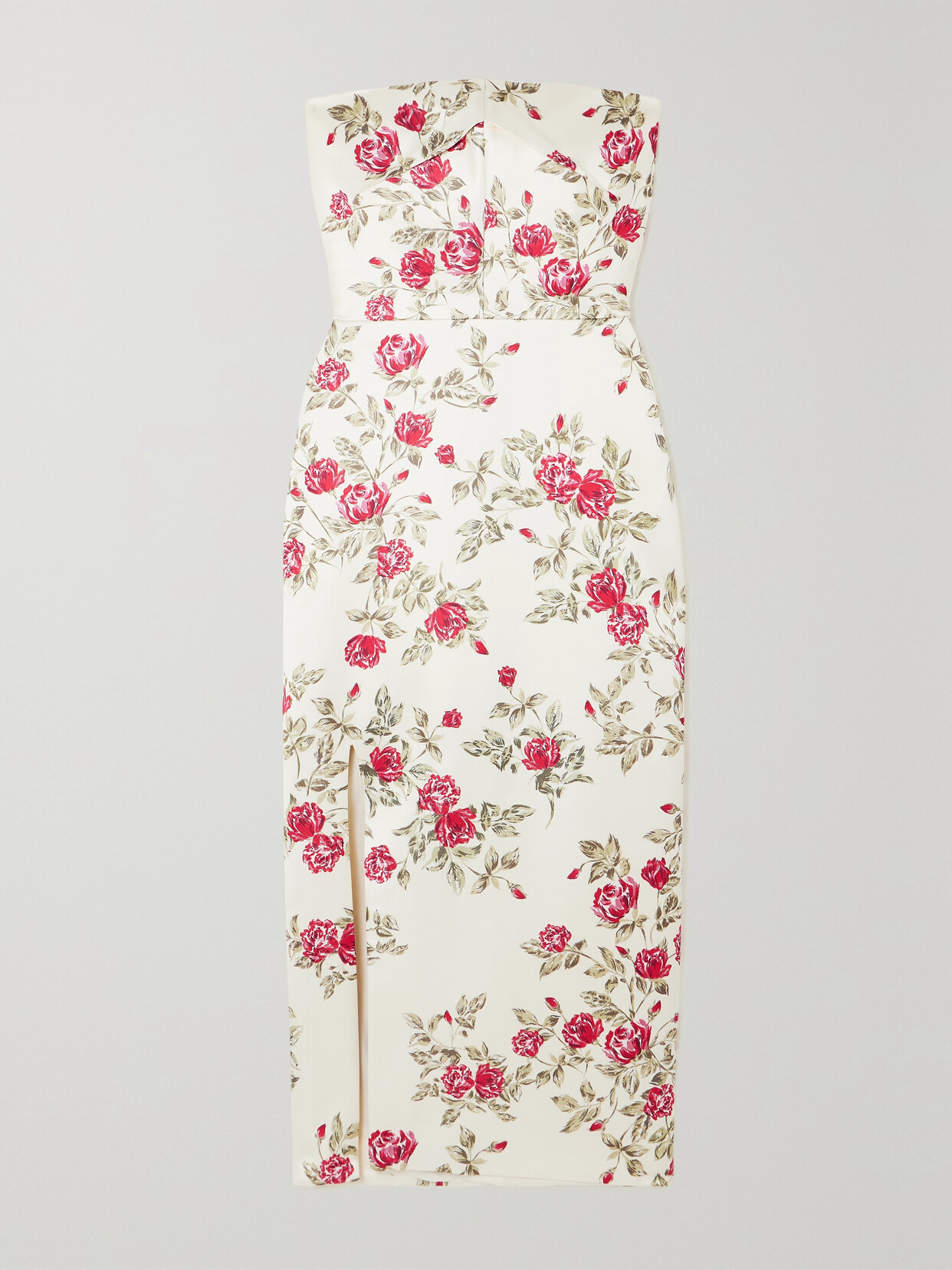 Emilia Wickstead - Pola Strapless Floral-print Duchesse-satin Midi Dress - Pink