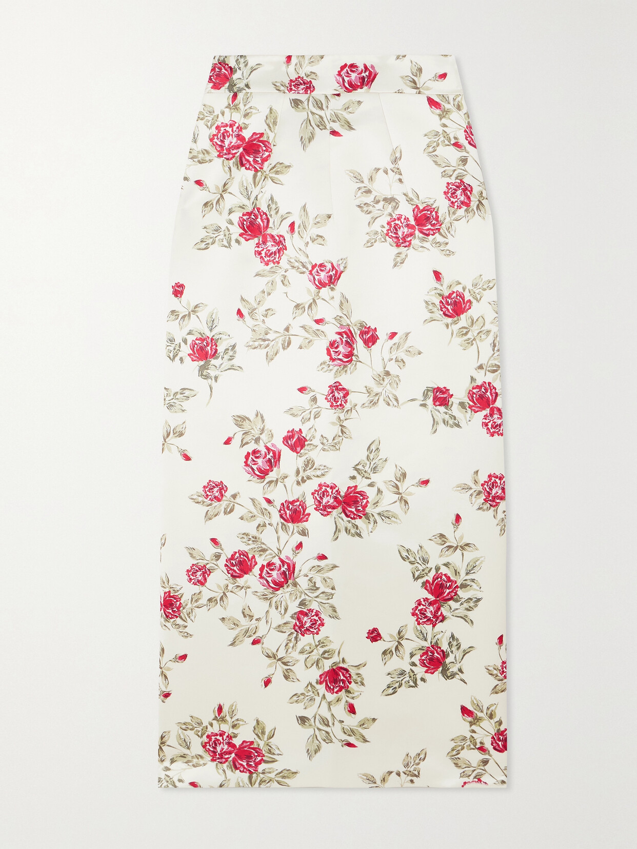 EMILIA WICKSTEAD LORINDA FLORAL-PRINT DUCHESSE SATIN MIDI SKIRT