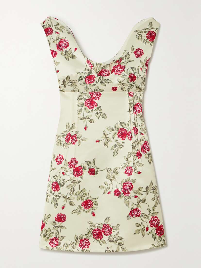 Emilia Wickstead Zephyr Floral-print Duchesse-satin Mini Dress
