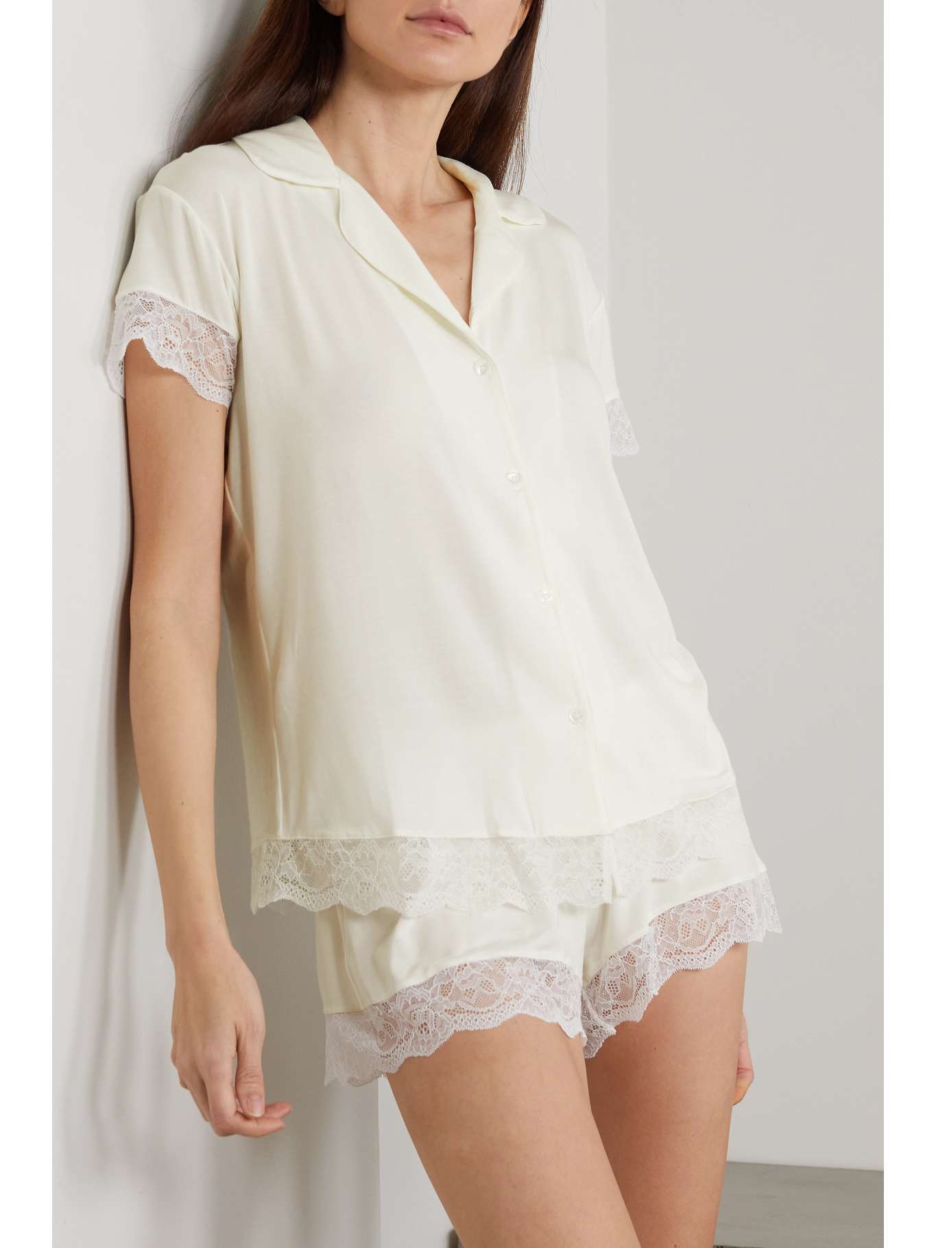 EBERJEY Malou lacetrimmed stretchTENCEL Modal jersey pajama set NET