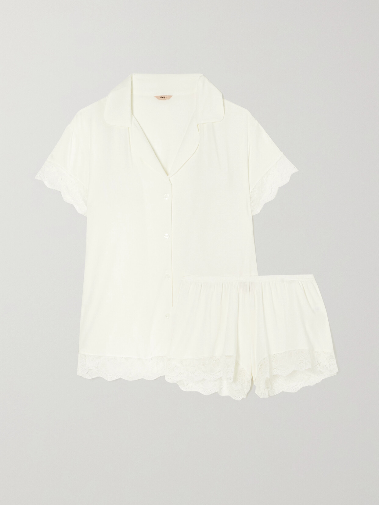 Eberjey - Malou Lace-trimmed Stretch-tencel Modal Jersey Pajama Set - White