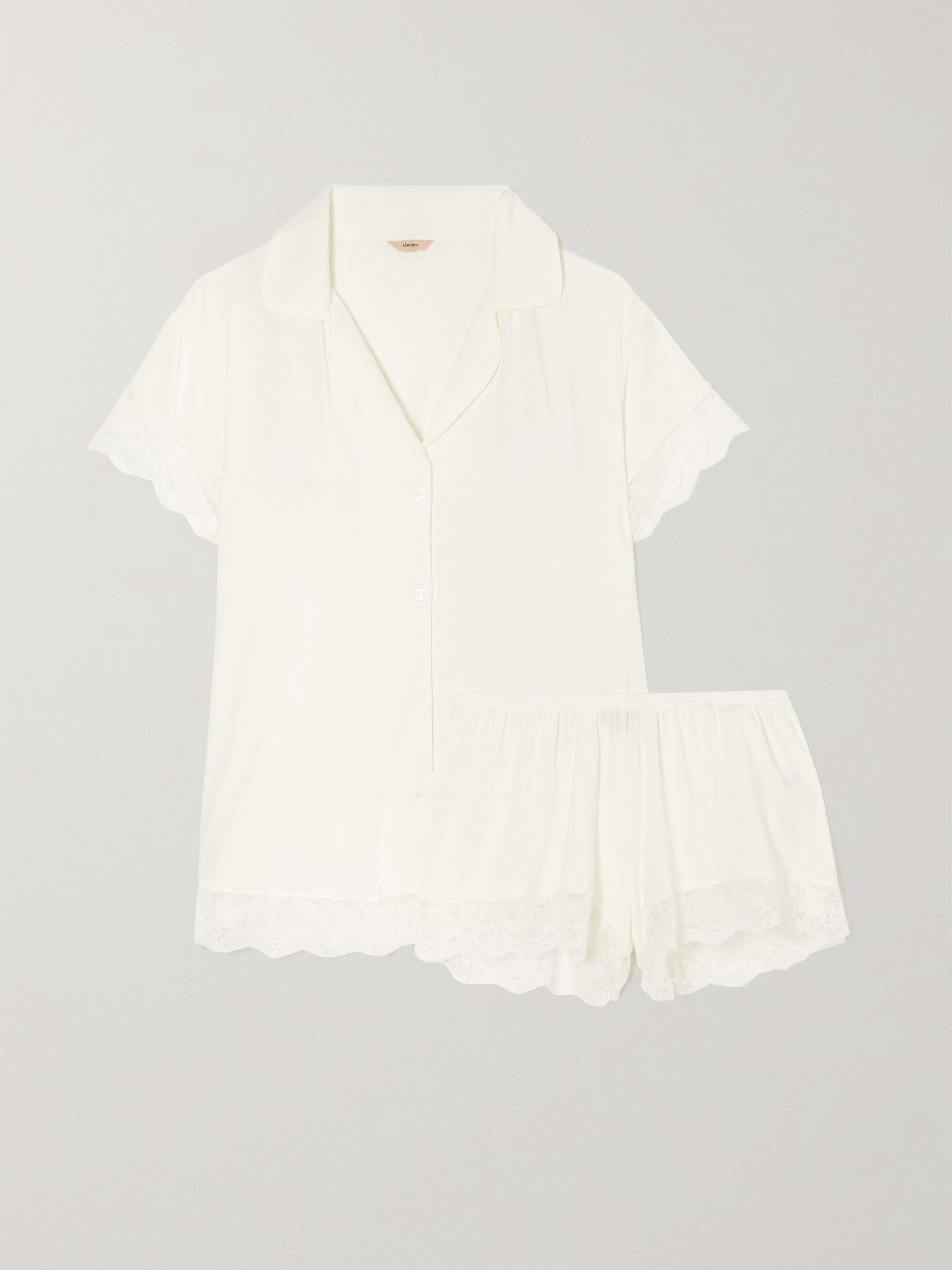 EBERJEY Malou lacetrimmed stretchTENCEL Modal jersey pajama set NET