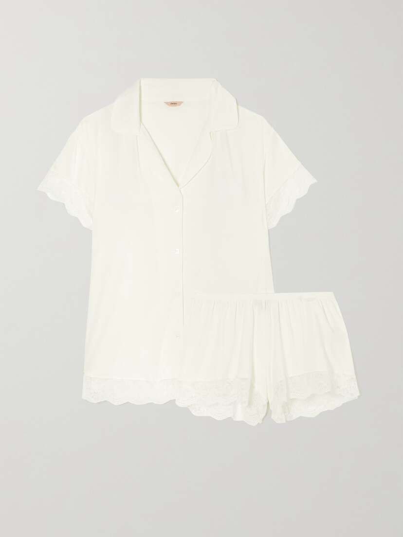 Eberjey Malou Lace-trimmed Stretch-tencel Modal Jersey Pajama Set