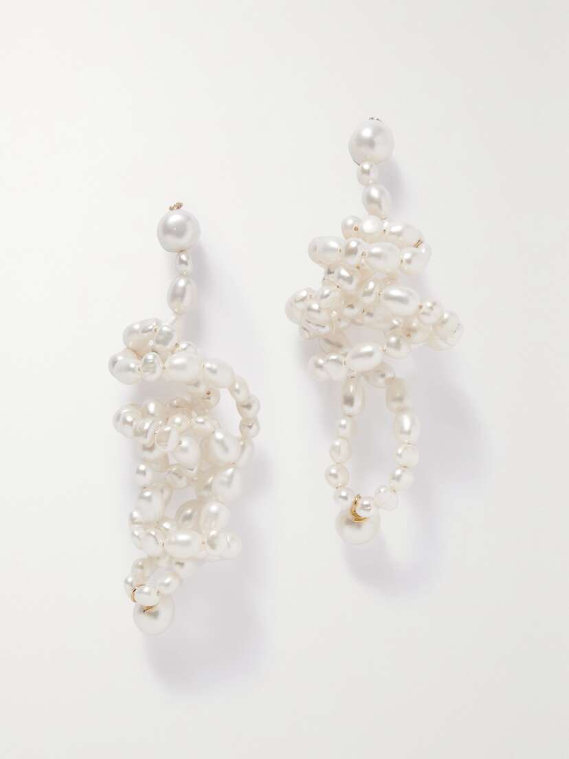 PEARL OCTOPUSS.Y Lotus Gold-plated Pearl Earrings