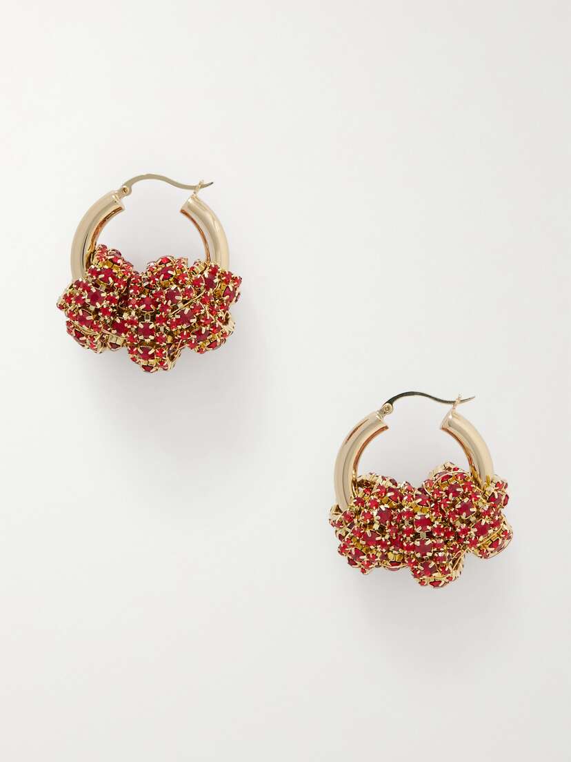 PEARL OCTOPUSS.Y Disco Fringe Gold-plated Crystal Hoop Earrings