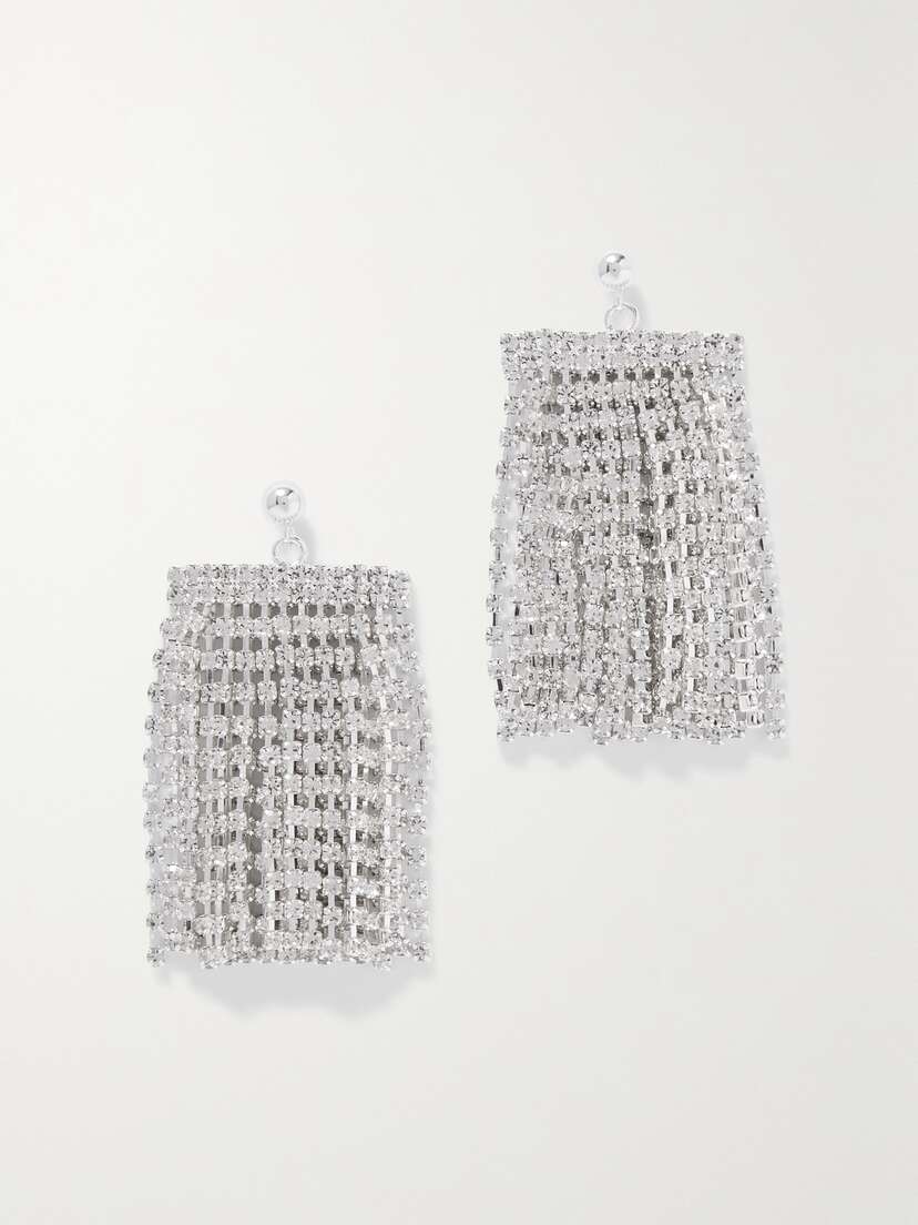 PEARL OCTOPUSS.Y Fringe Silver-plated Crystal Earrings