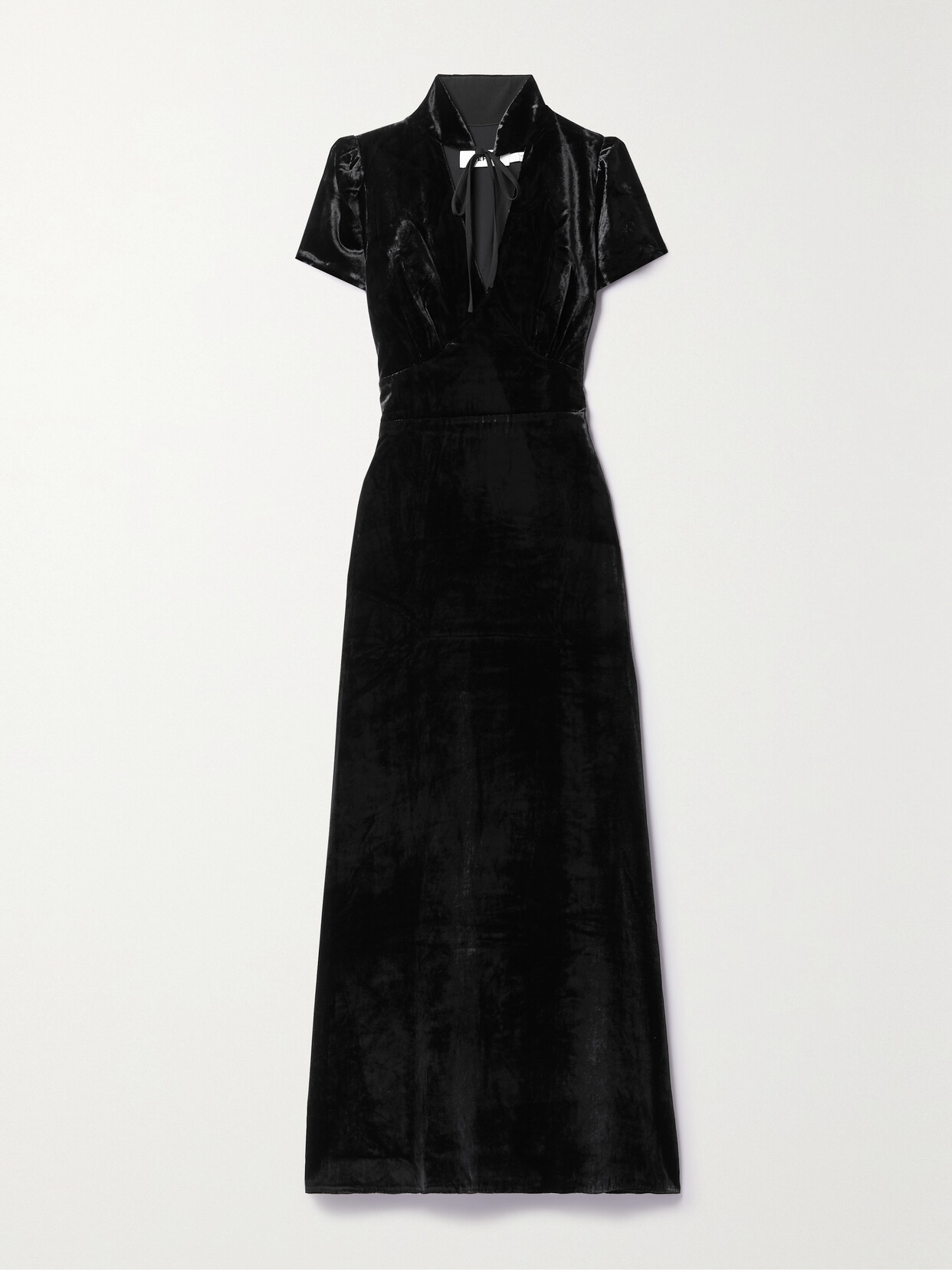 Cefinn The Jacquetta Stand-collar Velvet Maxi Dress In Black