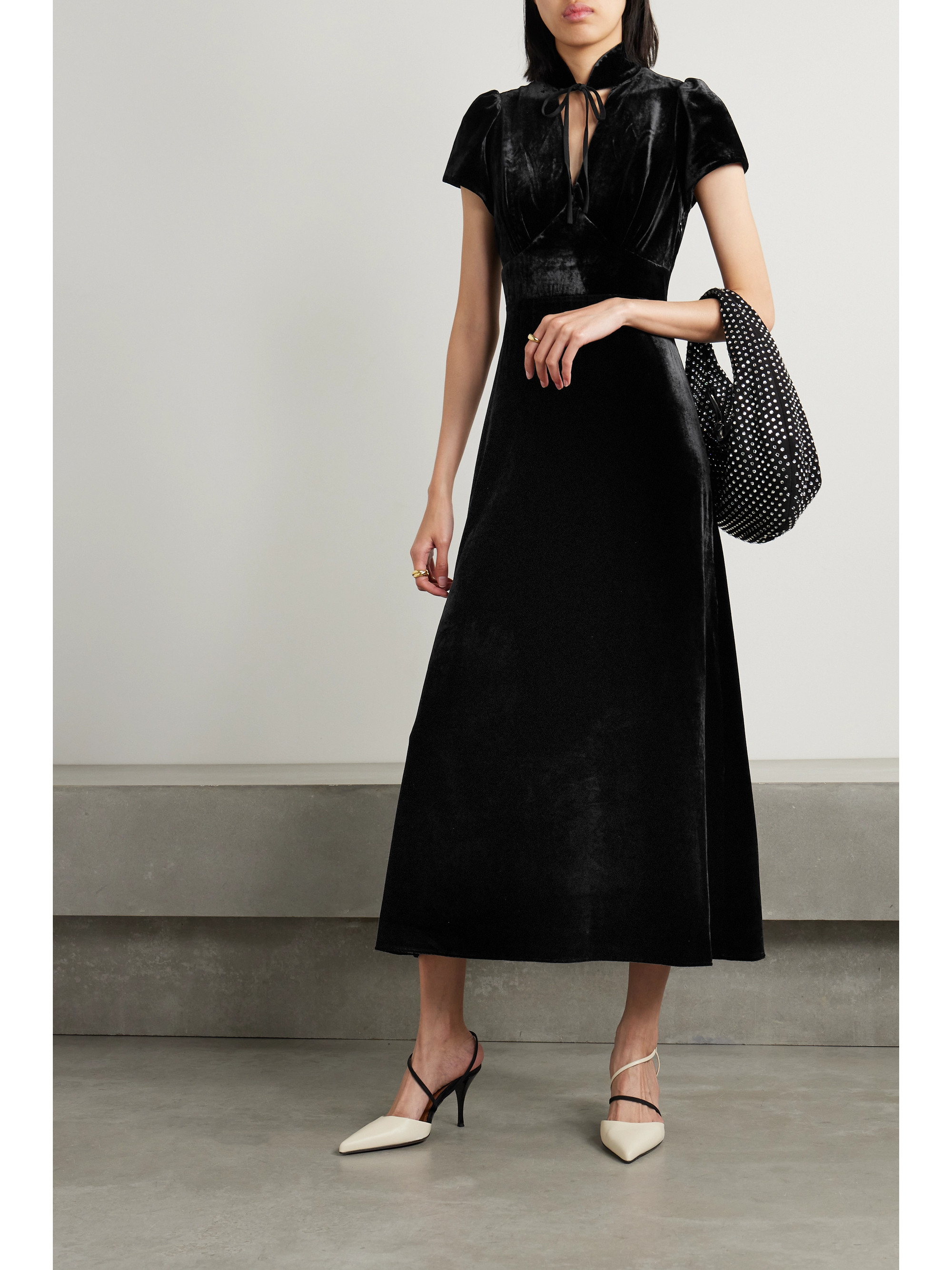 Cefinn Jacquetta cutout velvet midi dress