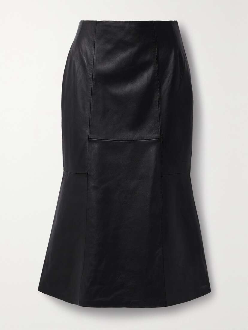 Cefinn Lucille Paneled Leather Midi Skirt