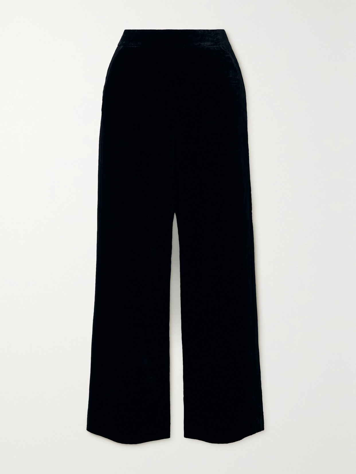 Cefinn - Toni Pleated Velvet Straight-leg Pants - Black