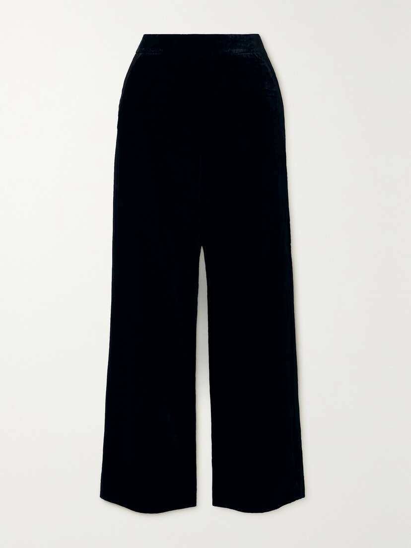 Cefinn Toni Pleated Velvet Straight-leg Pants