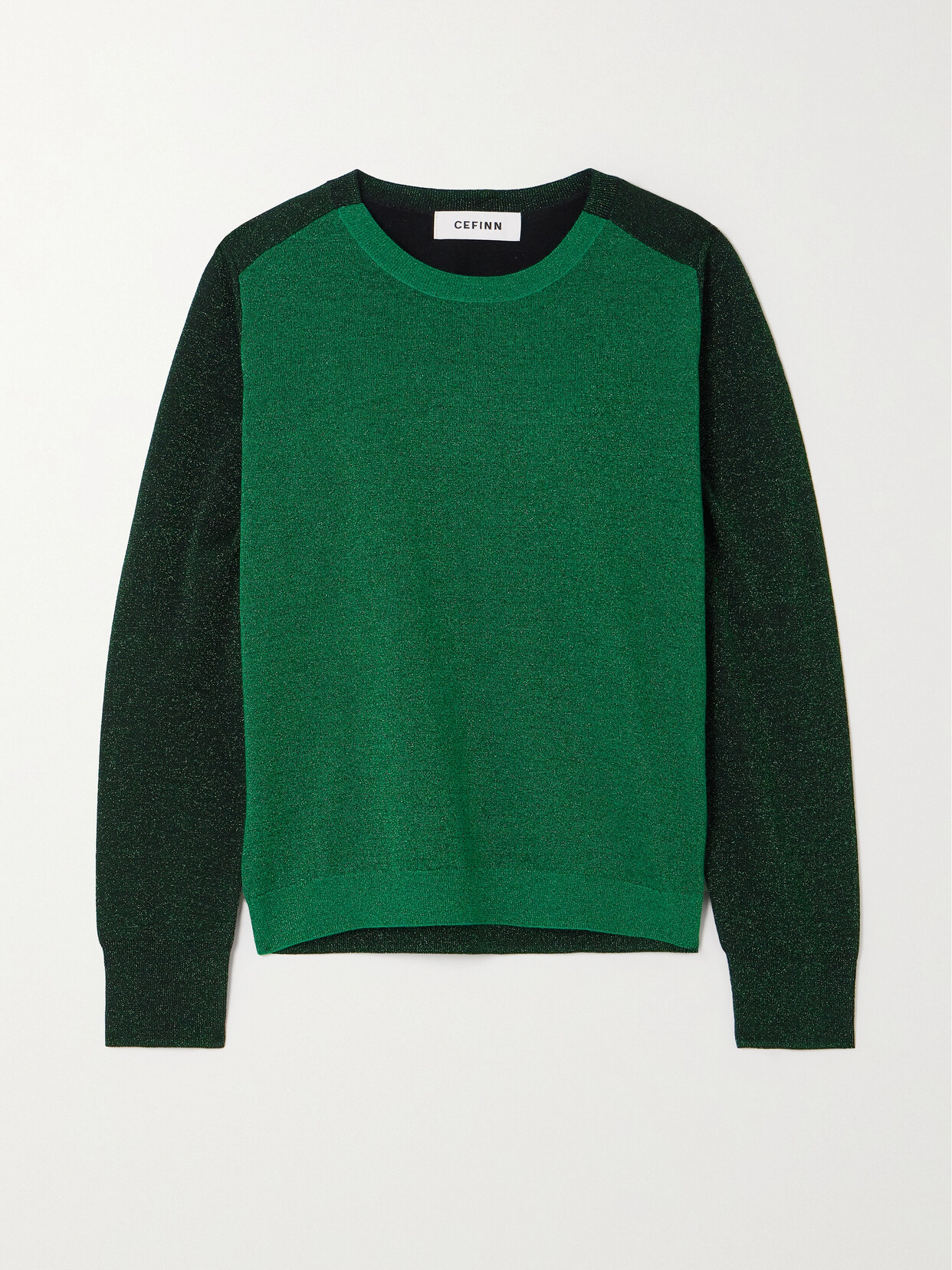 Shop Cefinn Remi Two-tone Metallic Wool-blend Sweater In Green