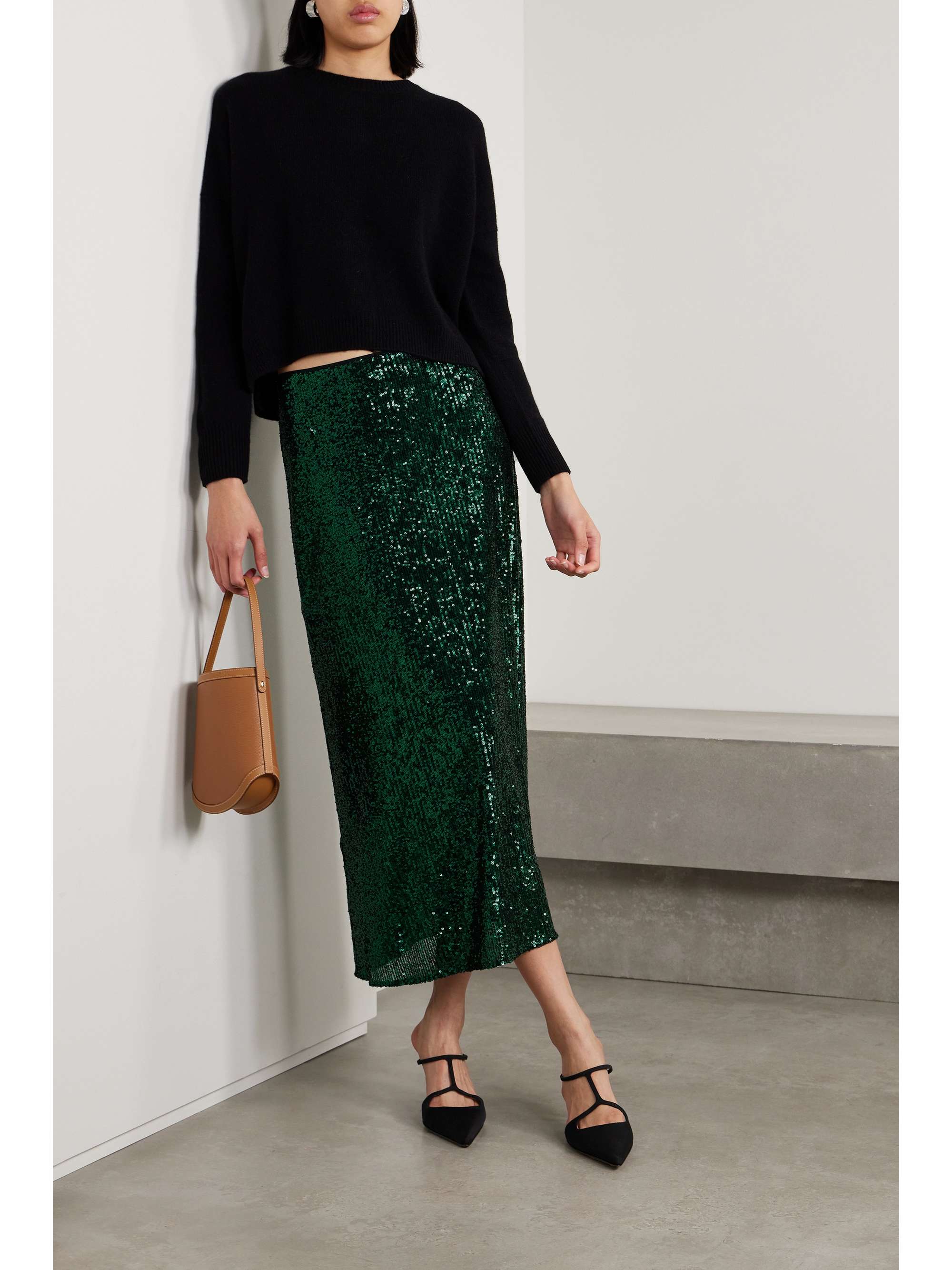 CEFINN Scarlett sequined tulle midi skirt | NET-A-PORTER