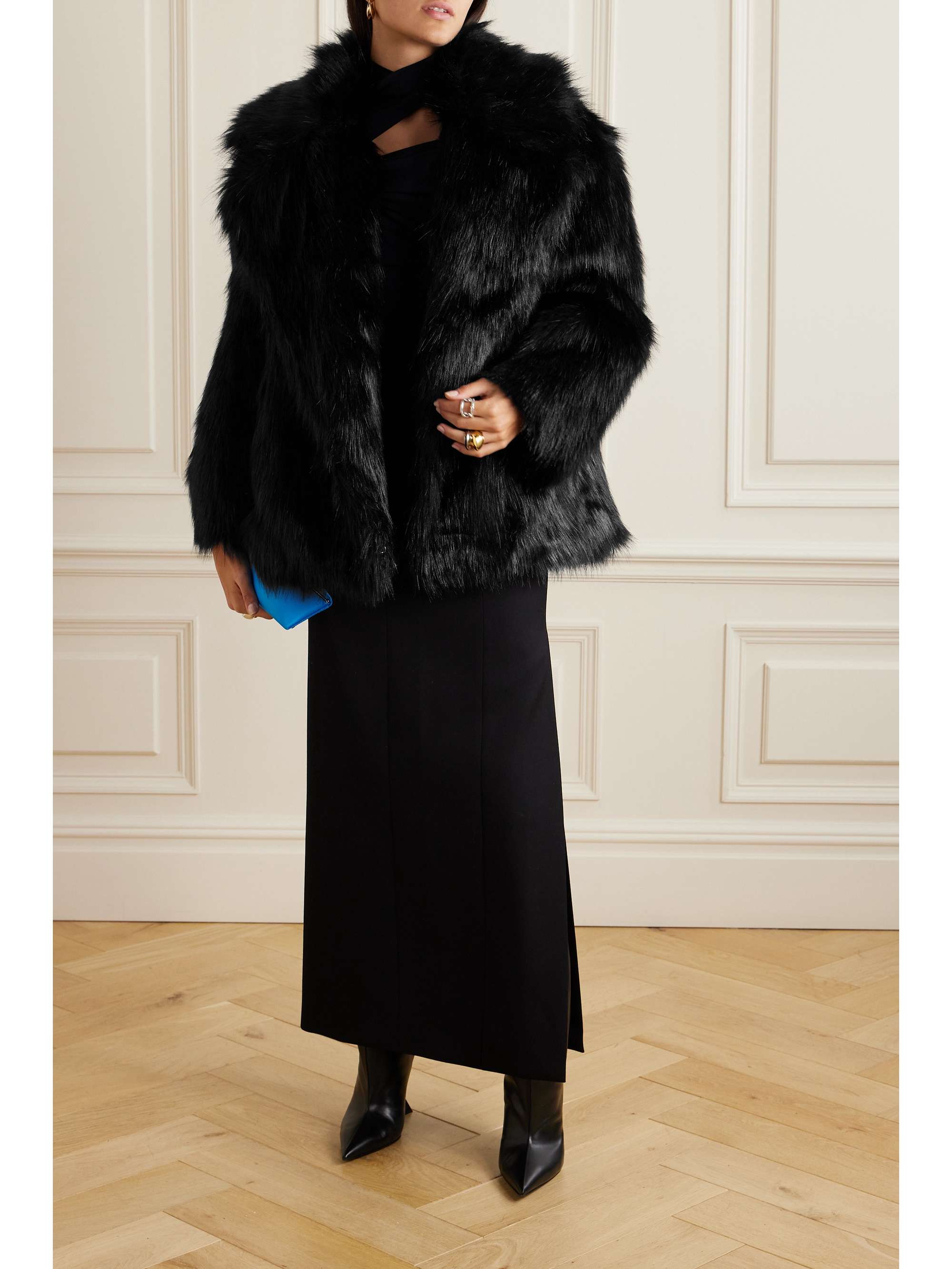 Fallon Short Faux Fur Coat - Black – The Frankie Shop