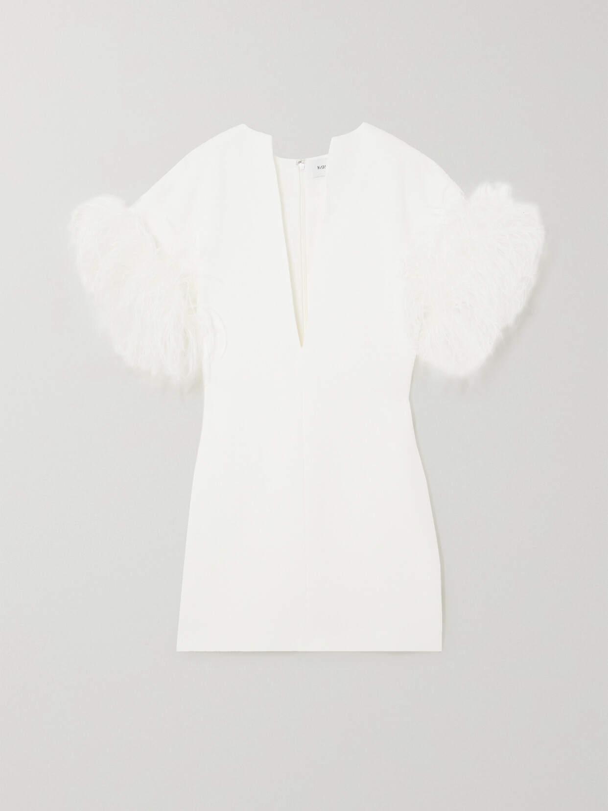 16ARLINGTON - Vanora Feather-trimmed Crepe Mini Dress - White